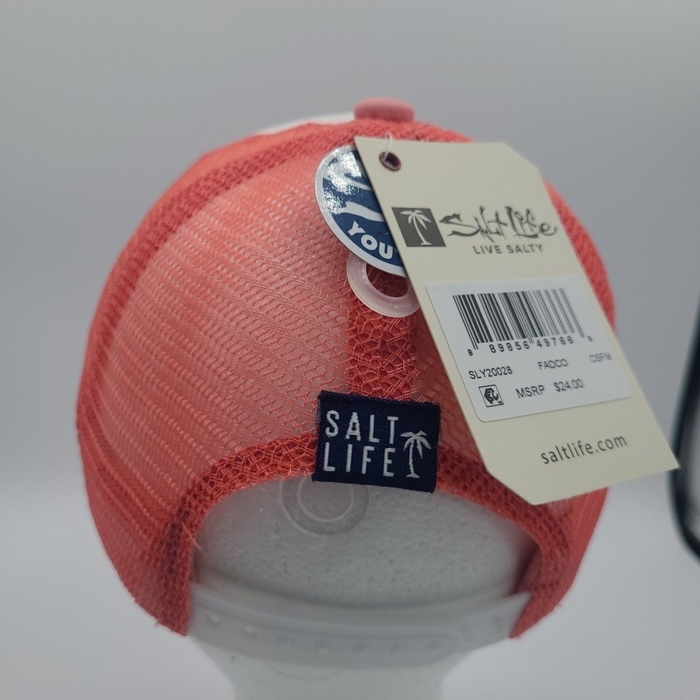 Salt Life Baseball Cap Hat Mesh Pink White Live Salty Snap Back Youth NEW - Picture 3 of 7